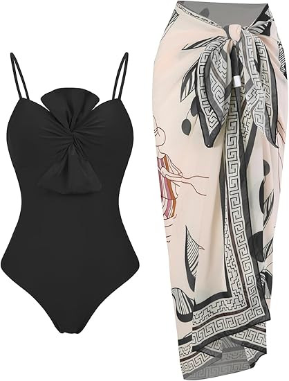 Womens One Piece Swimsuit with Cover Up Sarong Wrap Bathing Suits for Women Modest Swim Suits wit... | Amazon (US)