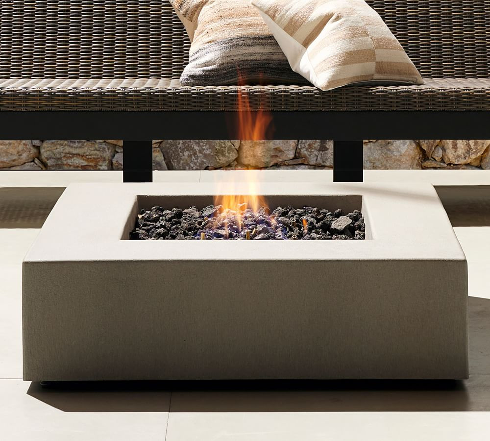 Abbott Concrete 40" Square Low Natural Gas Fire Pit Table | Pottery Barn (US)