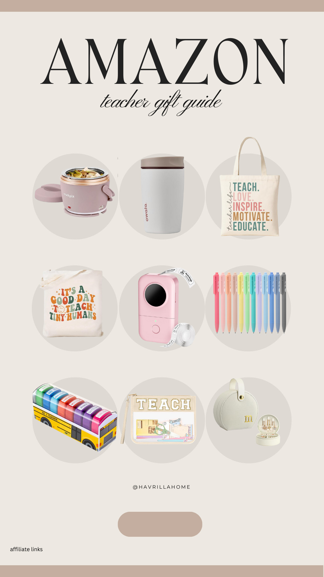 Teacher gift ideas, amazon teacher gifts, affordable teacher gifts, teacher appreciation gifts, classroom gifts, teacher tote bag, mini crockpot lunch warmer, owala tumbler, pastel pens set, label maker portable, teacher zipper pouch, teacher stationery, school bus crayon holder, personalized jewelry case, teacher Christmas gift ideas, practical teacher gifts 

 

#LTKGiftGuide #LTKHoliday #LTKSeasonal