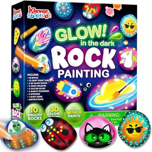 Rock Painting Kit- Glow in The Dark Rock Kit, Arts and Crafts for Kids Ages 6-12, Art Supplies To... | Amazon (US)