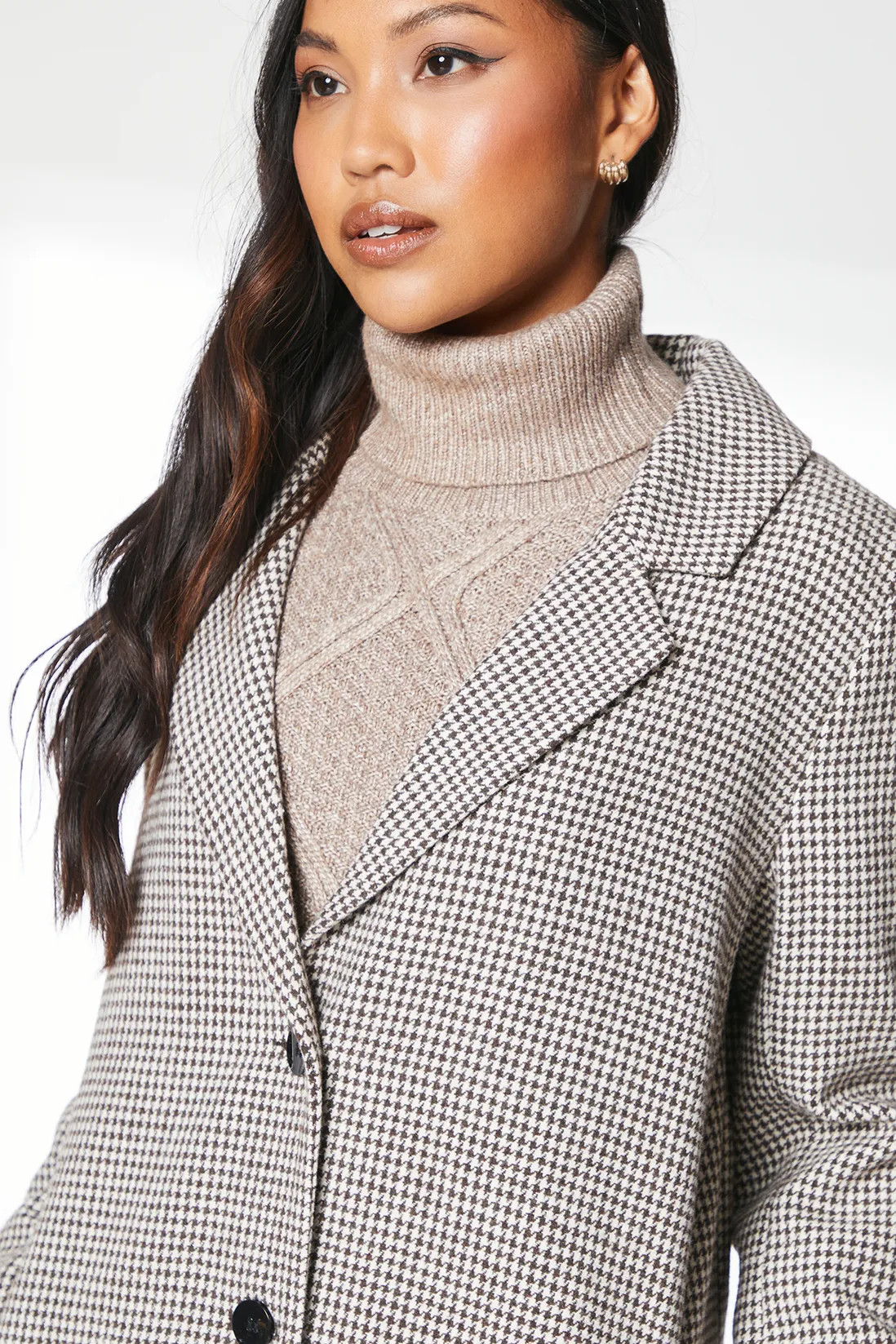 Jackets & Coats | Single Breasted Check Longline Coat | Principles | Debenhams UK