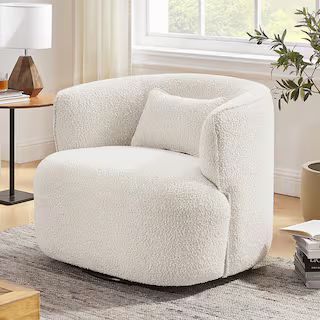 Art Leon Ivina White Fabric Swivel Chair with Metal Base SF051-1-OW-F - The Home Depot | The Home Depot