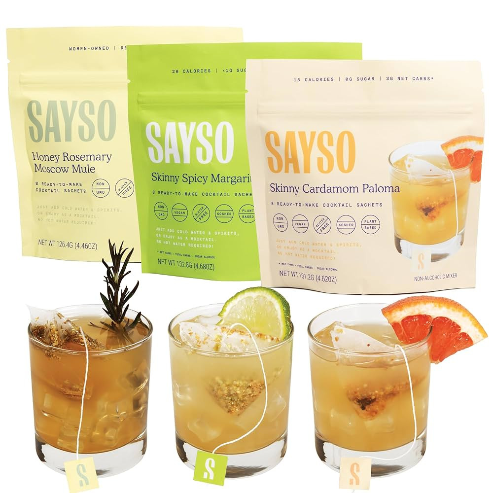 SAYSO Skinny Spicy Margarita, Honey Rosemary Moscow Mule & Skinny Cardamom Paloma Cocktail Tea Ba... | Amazon (US)
