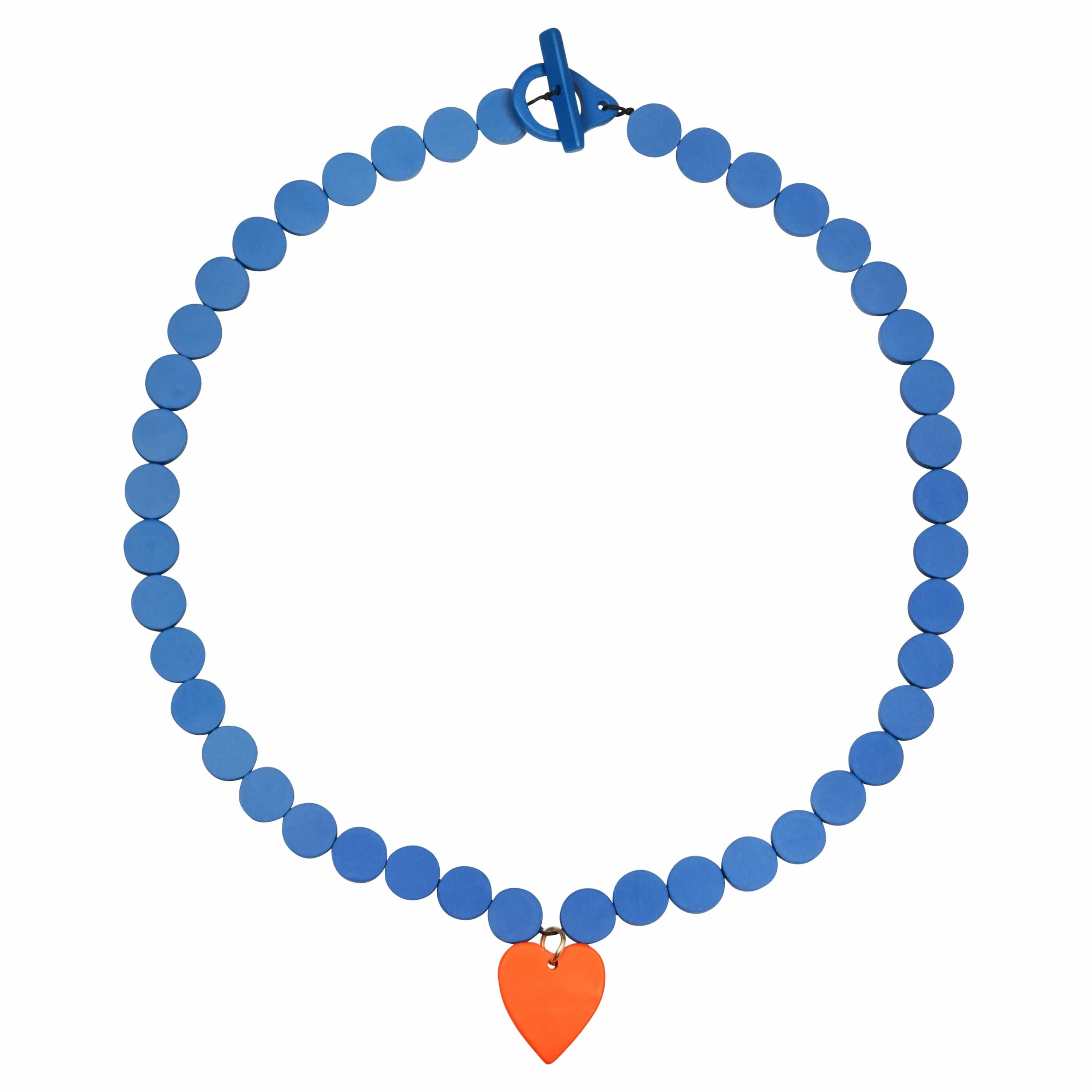 Navy Confetti Necklace with Red Heart Charm | Sunshine Tienda