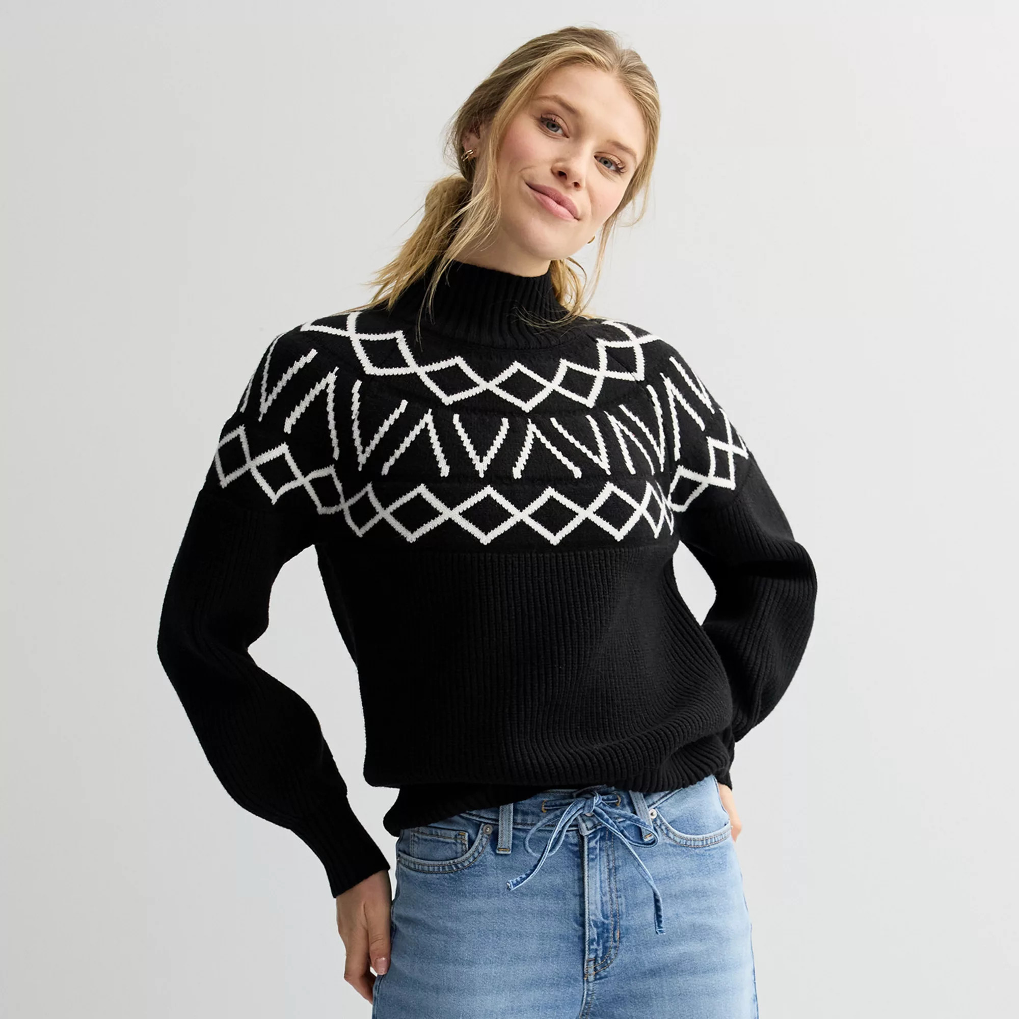 Women's Sonoma Goods For Life® Mock Neck Fair Isle Sweater | Kohl's