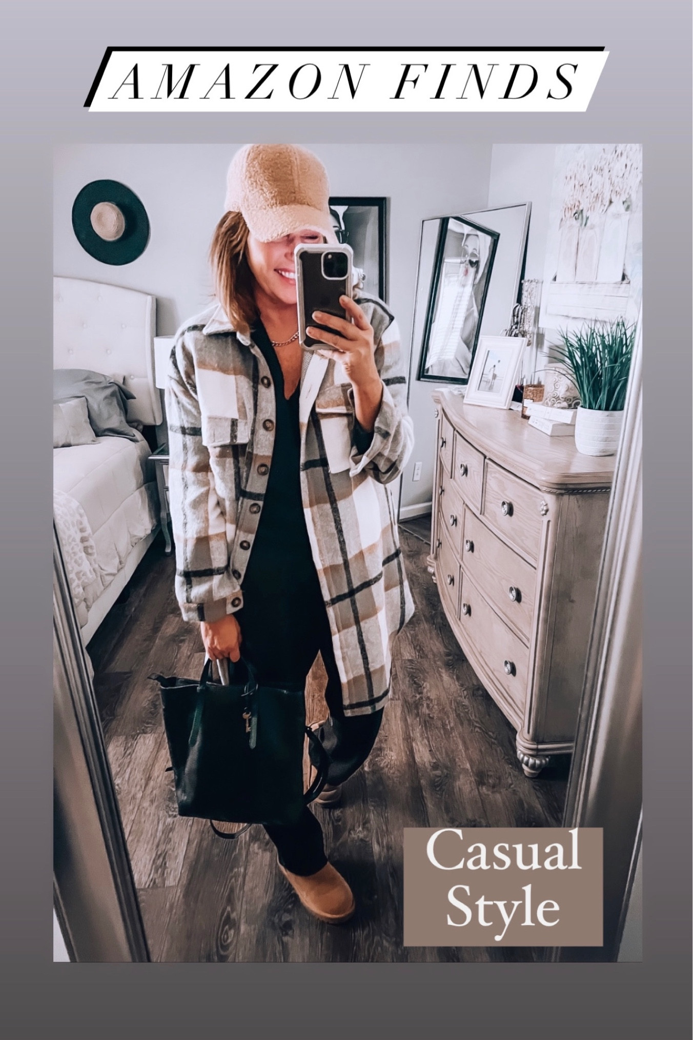 Everyday casual fall outfit from Amazon. Sweatpants fit tts , more colors available, styled with a v neck lightweight sweater, shacket, boots, sherpa hat and Fossil backpack. All items fits tts, more colors available 

Amazon fashion, Amazon finds, shacket, fall outfits, casual outfit, everyday outfit, weekend outfit, fashion over 40, sale, trends 

#LTKsalealert #LTKover40 #LTKfindsunder50