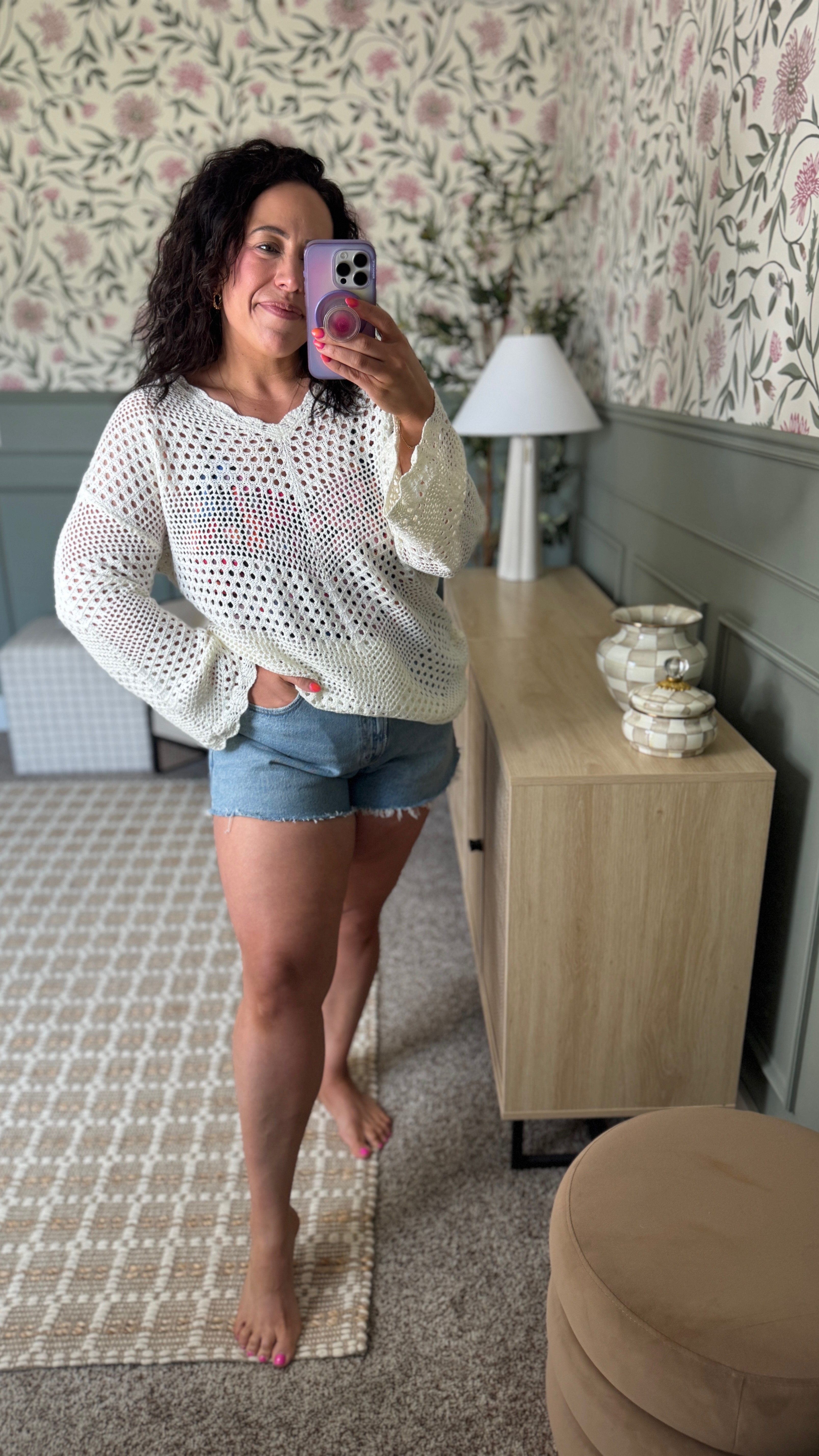 Amazon crochet cover up for the midsize girl! Can be worn as a dress or a top with shorts! Midsize approved denim shorts from Abercrombie (size up one size) 

Summer beach outfit, resort wear, vacation outfit 

#LTKMidsize #LTKSaleAlert #LTKFindsUnder100