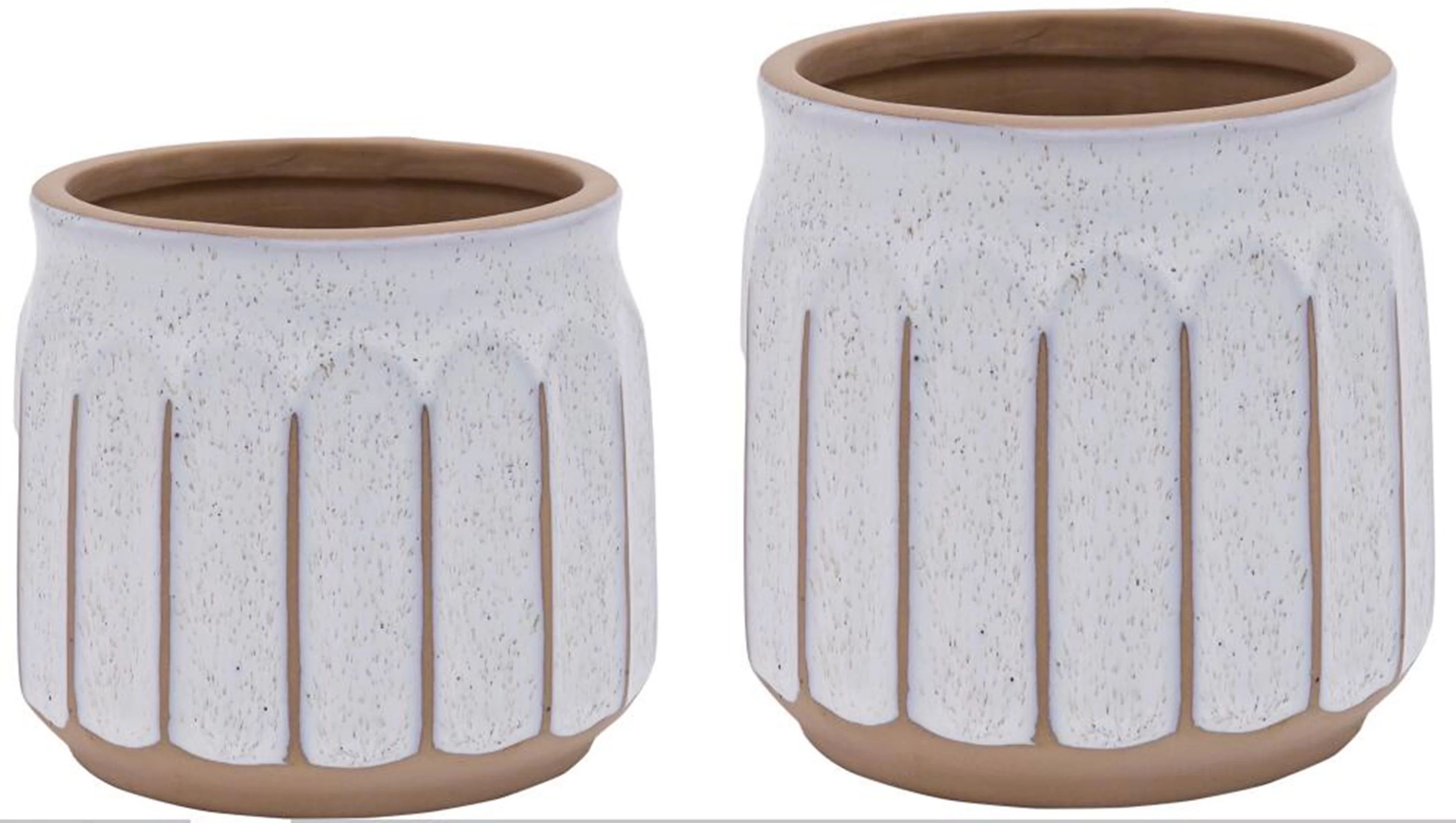 Better Homes & Gardens Assorted Round White and Brown Ceramic Plant Planters (2 Pack) - Walmart.c... | Walmart (US)