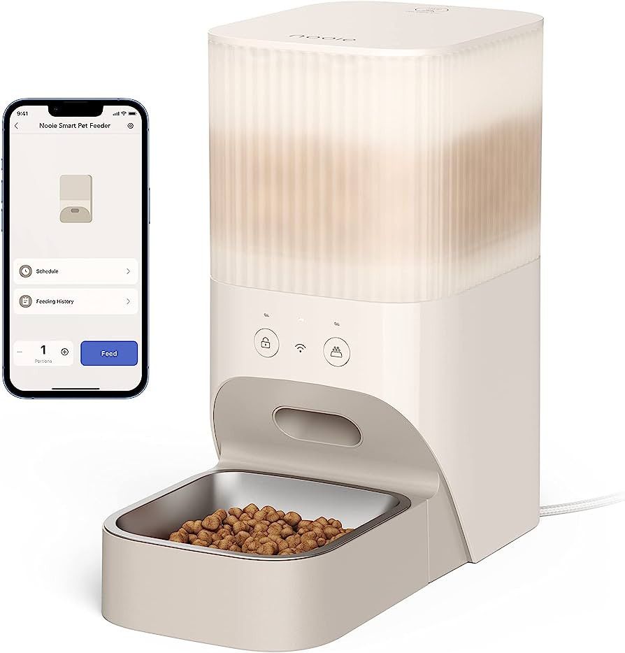 Nooie Pet Feeder, Smart Automatic Cat Feeder, 2.4GHz Wi-Fi, 3.8L Dry Food Dispenser, Portion Cont... | Amazon (US)