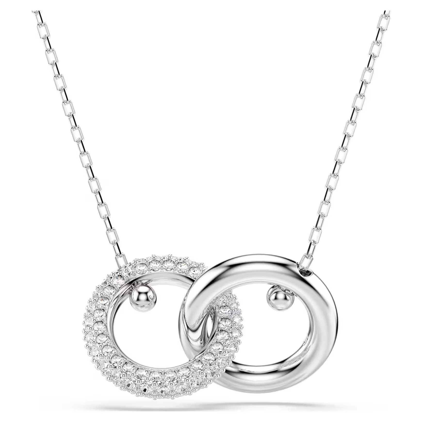Dextera pendant, Interlocking loop, White, Rhodium plated by SWAROVSKI | SWAROVSKI