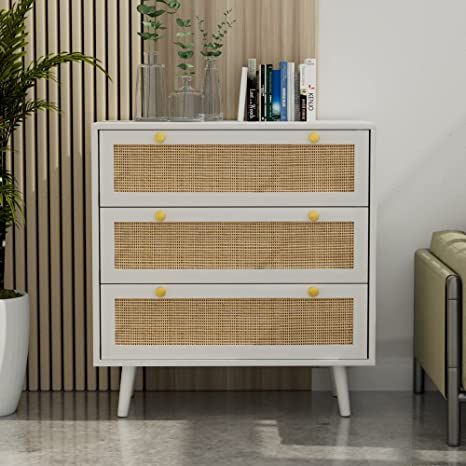 Anmytek Dresser for Bedroom with 3 Drawers, Modern Wood 3 Drawer Dresser, White Chest of Drawer w... | Amazon (US)