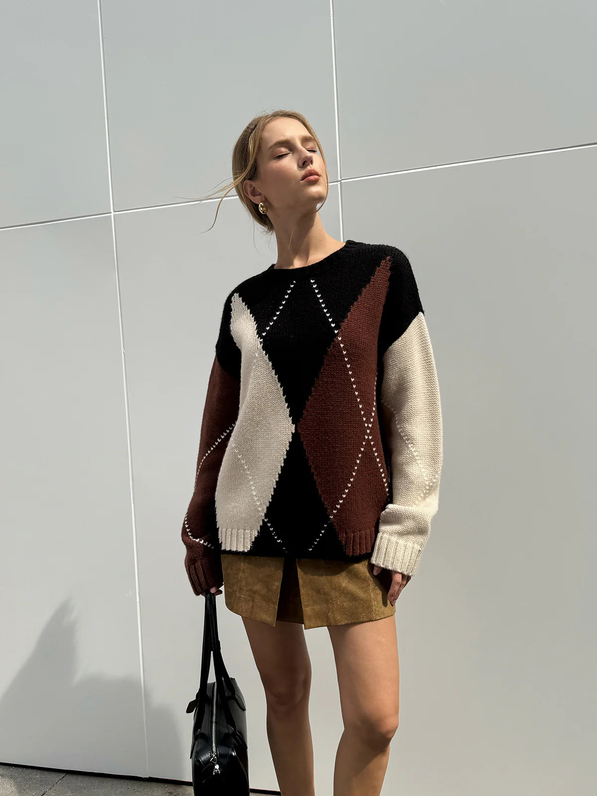 Multi-Color Argyle Wool-Blend Sweater | Commense