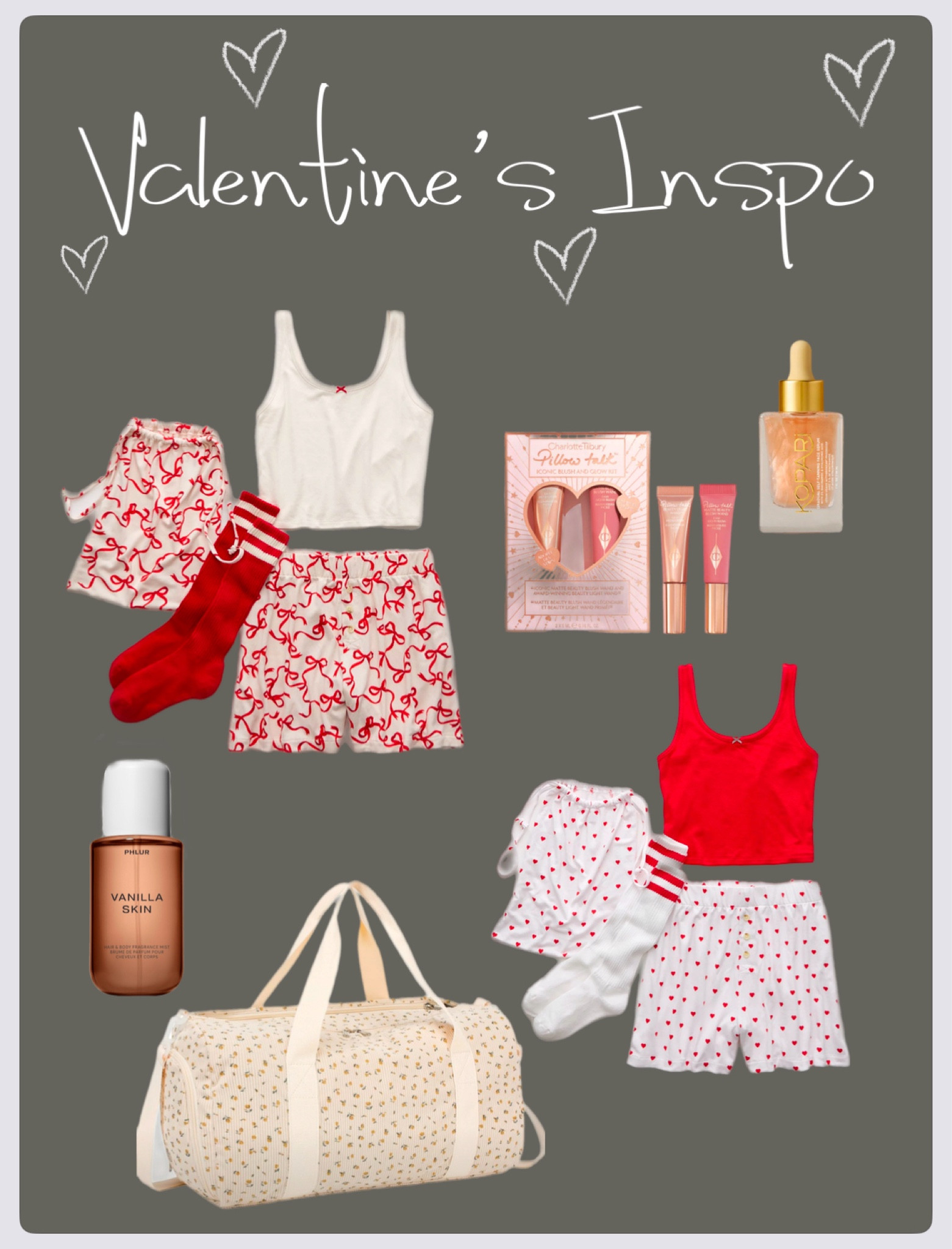 Valentine’s Day inspo 

Gym bags 
Perfume 
Valentines pj sets with bows 
Face serum 


#LTKSaleAlert #LTKSeasonal #LTKHoliday