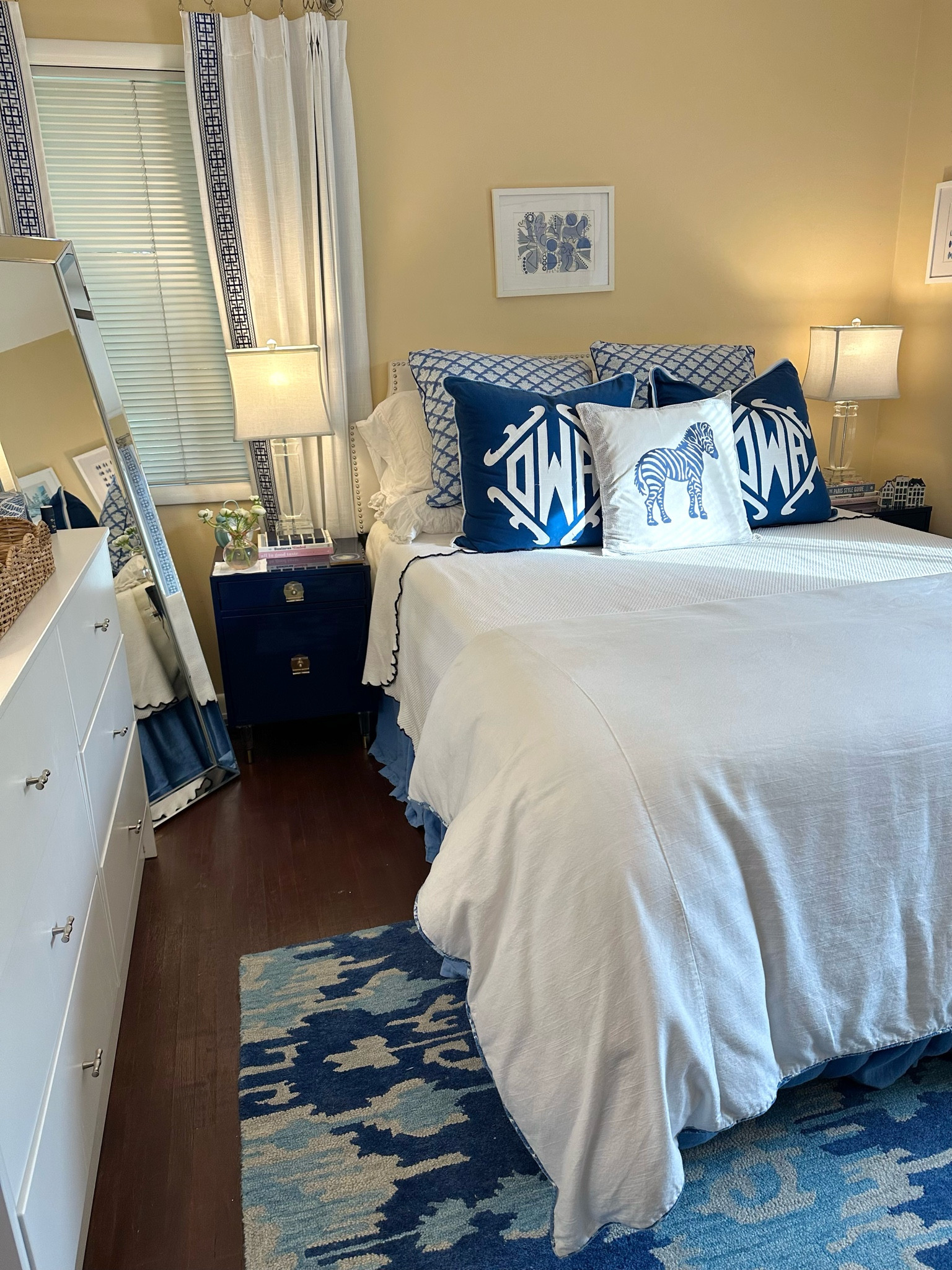 Be our guest! Today I’m sharing how our guest bedroom has come together so far, and those of you thag have followed me on Instagram for awhile will probably recognize most of this from my last house. Overall I love how it’s coming together but am eager to install a new ceiling fan, paint the room, and eventually get a new headboard that is actually visible. If you have any favorite light blue paint colors definitely let me know (the @Samplize swatches shown are leftovers from painting iur front door)! 

I’ve linked what I can on my ShopMy and LTK accounts linked in my profile and will also be sharing links in my instagram stories! 

#roomtour #guestroom #guestbedroom #bedroomtour #blueandwhite #blueandwhitehome #firsthome #grandmillenial #grandmillenialhome #grandmillennialdecor #blueandwhitebedroom #room422 #annieselke #inspiredhome #rollerrabbit #preppyhome #southernhome #southernstyle #homeinteriors #vietri @Room 422 @Roller Rabbit @Serena & Lily 

#LTKHome #LTKFindsUnder100