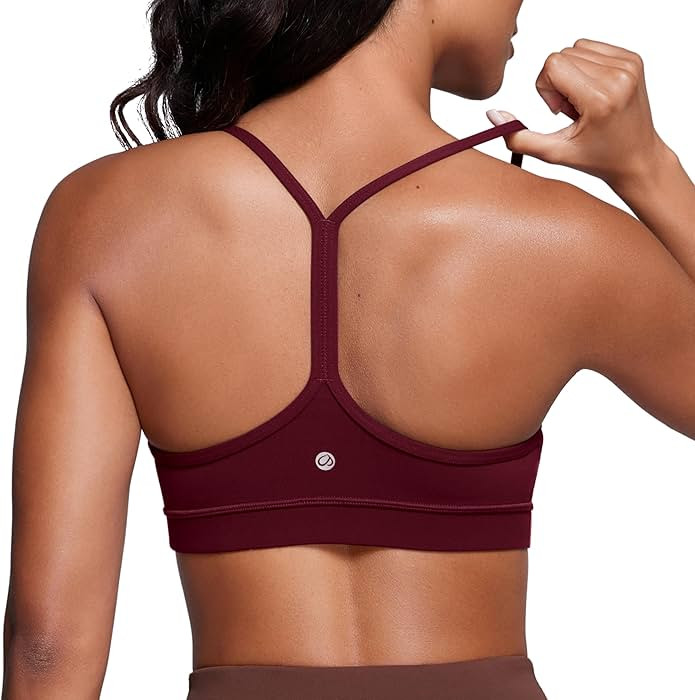 CRZ YOGA Butterluxe Womens Y Back Sports Bra - Padded Racerback Low Impact Spaghetti Thin Strap W... | Amazon (US)