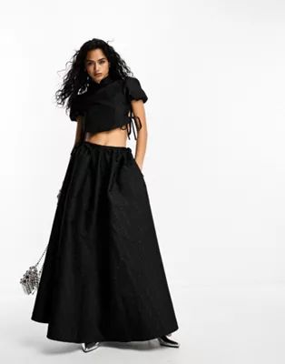 Sister Jane jacquard maxi skirt co-ord in black | ASOS (Global)