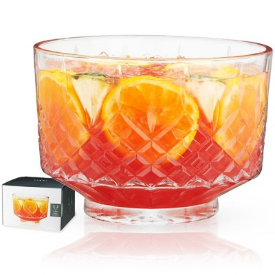 Viski Admiral Crystal Punch Bowl - Vintage Style Glass Punch Bowl for Parties - Serveware for Cocktails, Dishwasher Safe, 320oz Set of 1, Clear Finish | Target