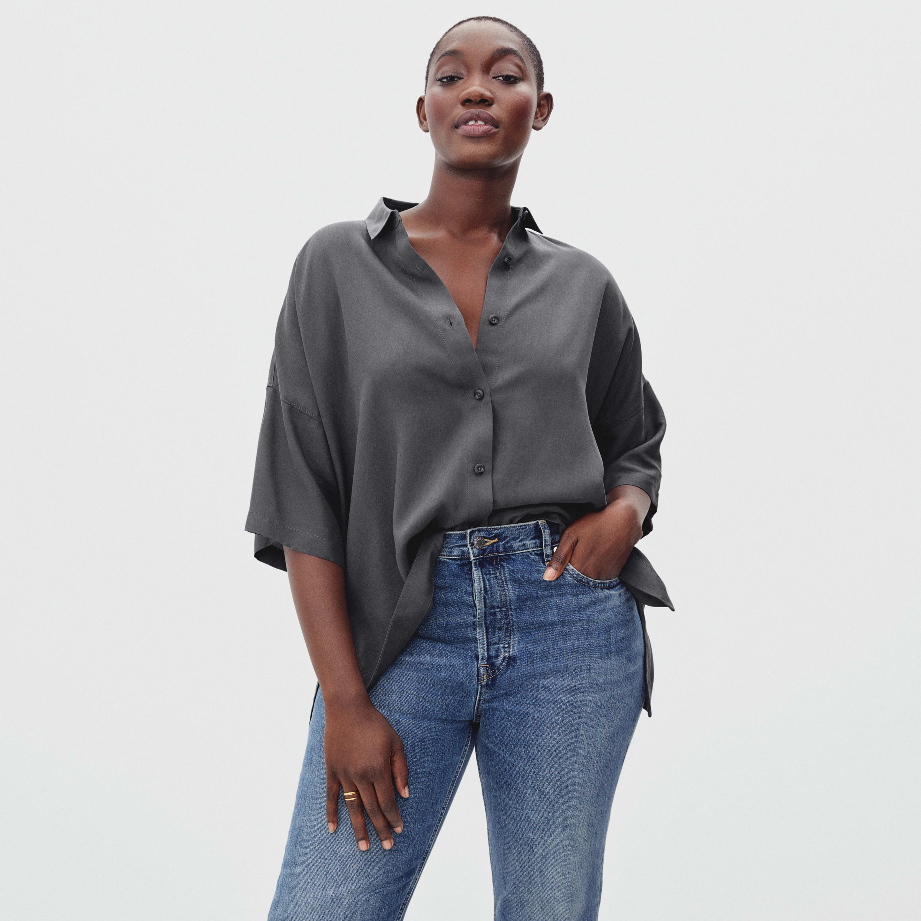 Women's Drapey Square Shirt by Everlane in Slate Grey, Size XXS | Everlane
