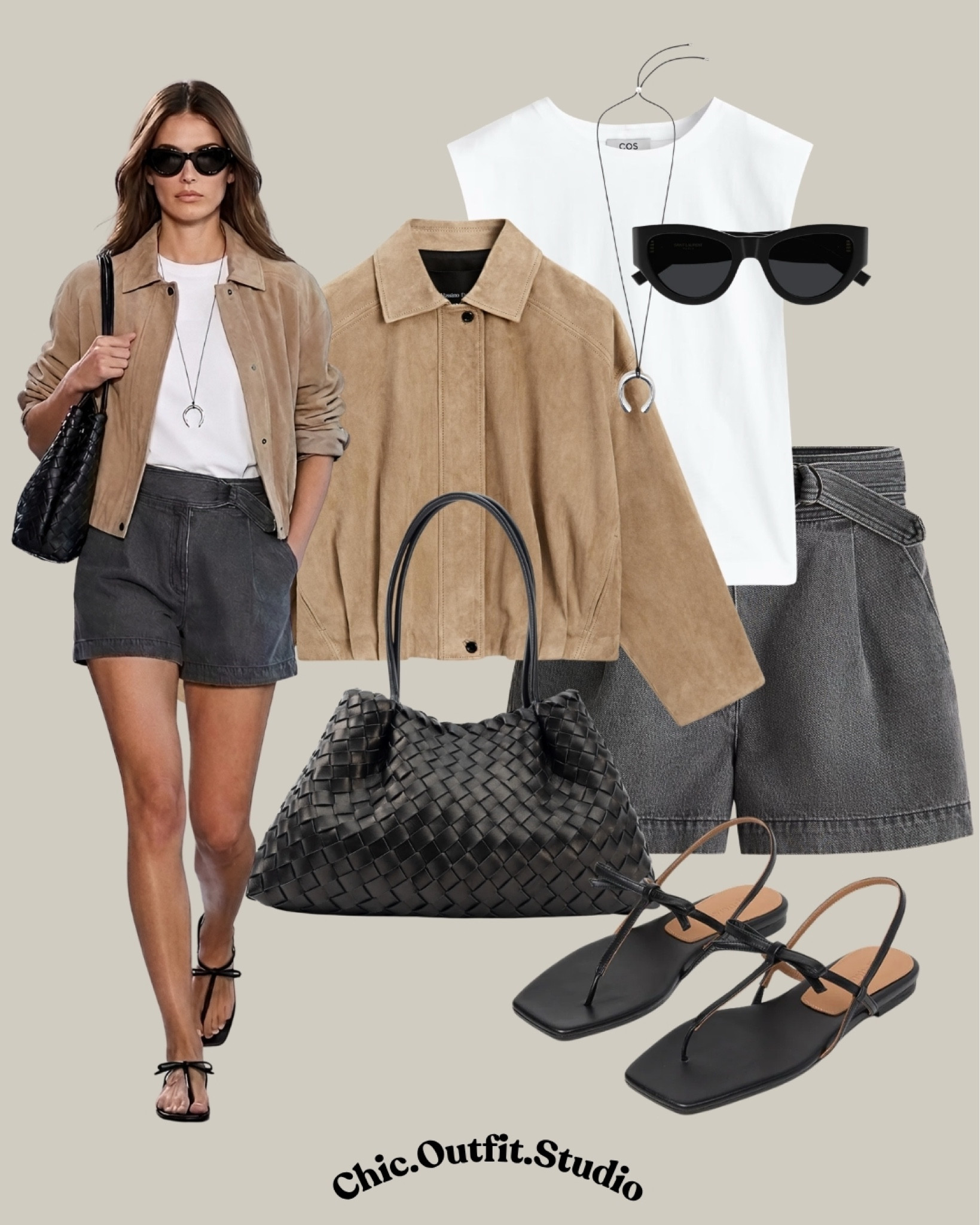 💫 Suede Jacket & Grey Shorts Minimal Summer Outfit
A camel suede-style lightweight jacket layered over a crisp white sleeveless top and charcoal grey denim shorts creates the perfect elevated casual outfit for spring and summer. The mix of soft neutrals, woven black leather bag, and minimalist strappy sandals gives this look a timeless European aesthetic that feels effortless and polished. Ideal for city strolls, brunch dates, travel days, coffee runs, or relaxed summer evenings when you want an easy chic outfit with lightweight layering.
💫Tags: suede jacket outfit women, grey shorts outfit, spring summer casual chic, minimalist neutral outfit, European style outfit, elevated basics women, tailored shorts outfit, effortless summer layering, classy casual outfit, woven leather bag outfit, understated luxury style, chic everyday fashion, spring transitional outfit, elegant summer casual look, capsule wardrobe outfit

#LTKbag #LTKspring #LTKsummer