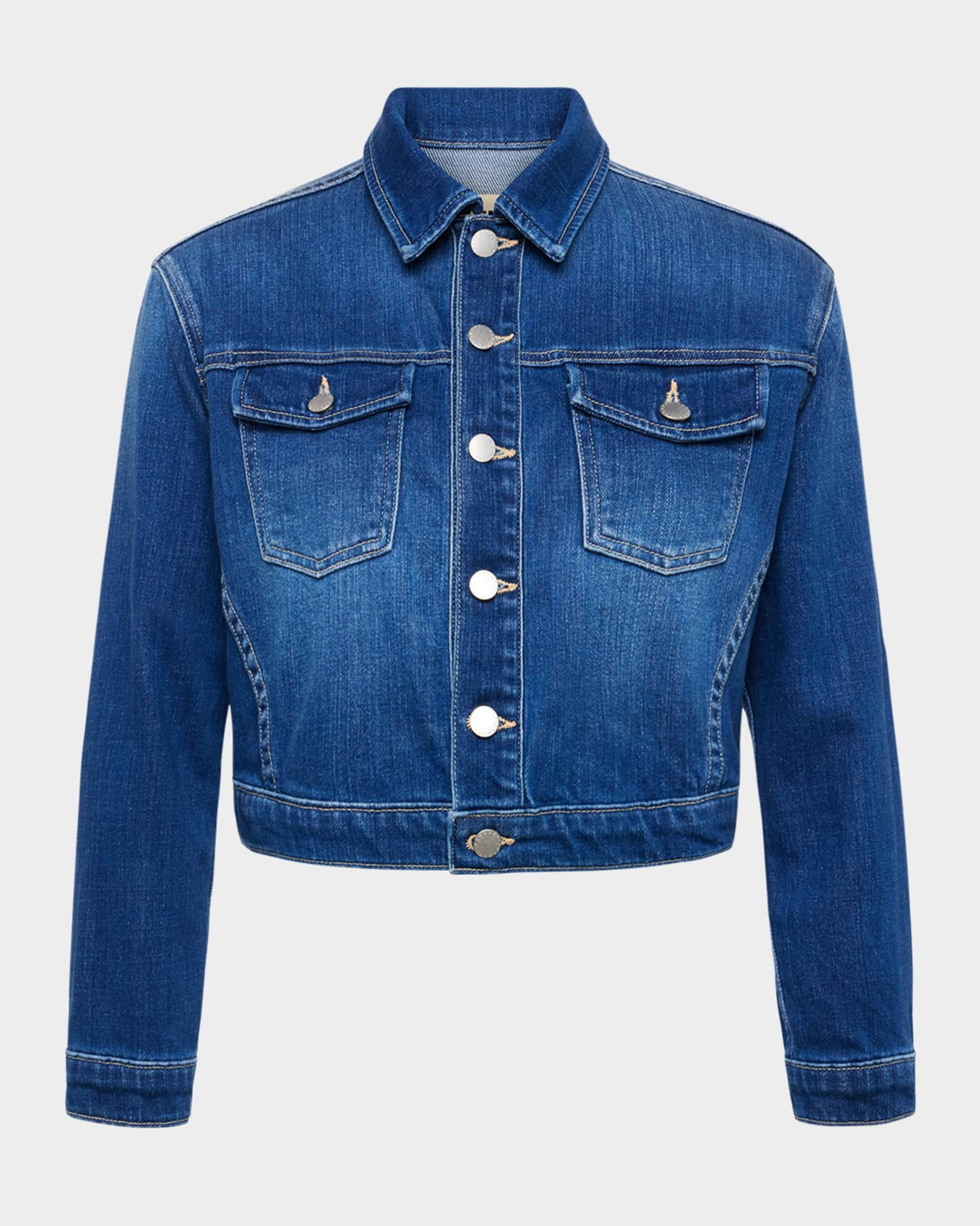 L'Agence Koda Cropped Denim Jacket | Neiman Marcus