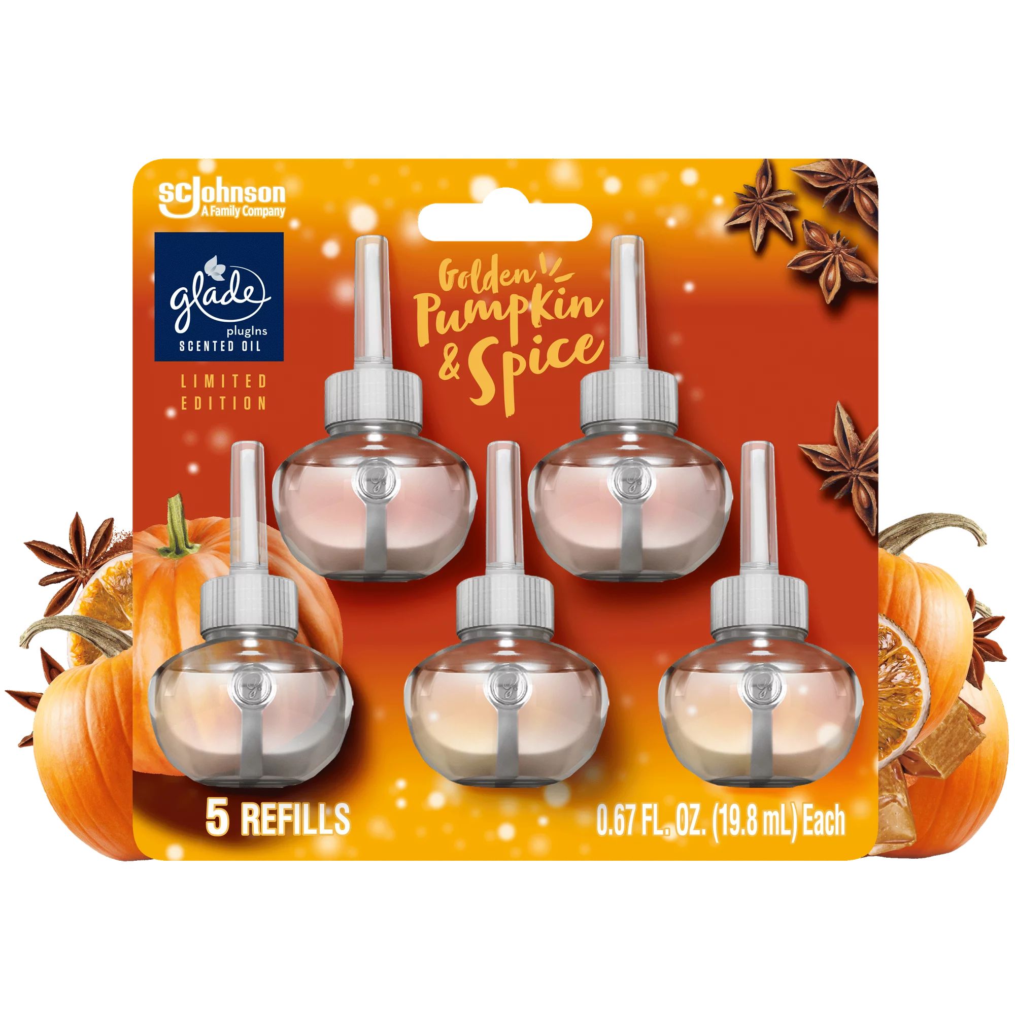 Glade PlugIns Scented Oil Refills, Air Freshener, Golden Pumpkin Spice, 0.67 oz, 5ct | Walmart (US)