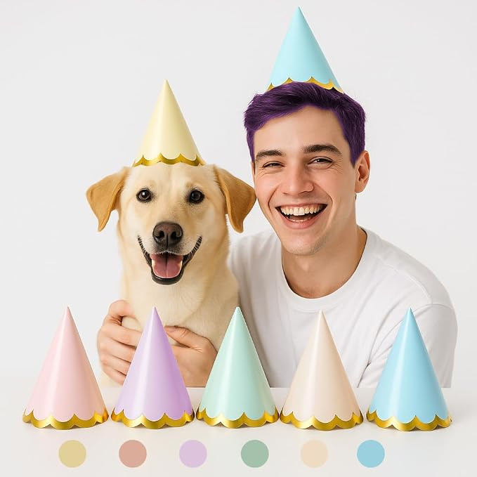 Pre-Assembled Pastel Party Hats for Kids, Birthday Party Hats for Stuffed Animal | Amazon (US)