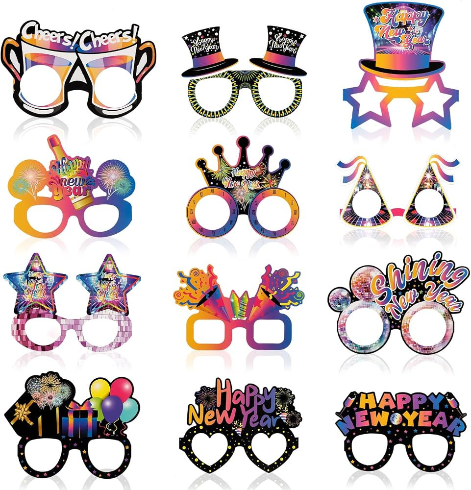 Konsait 2025 New Years Glasses for Kids, 12Pcs Colorful Happy New Years Eve Glasses - 2025 Party ... | Amazon (US)