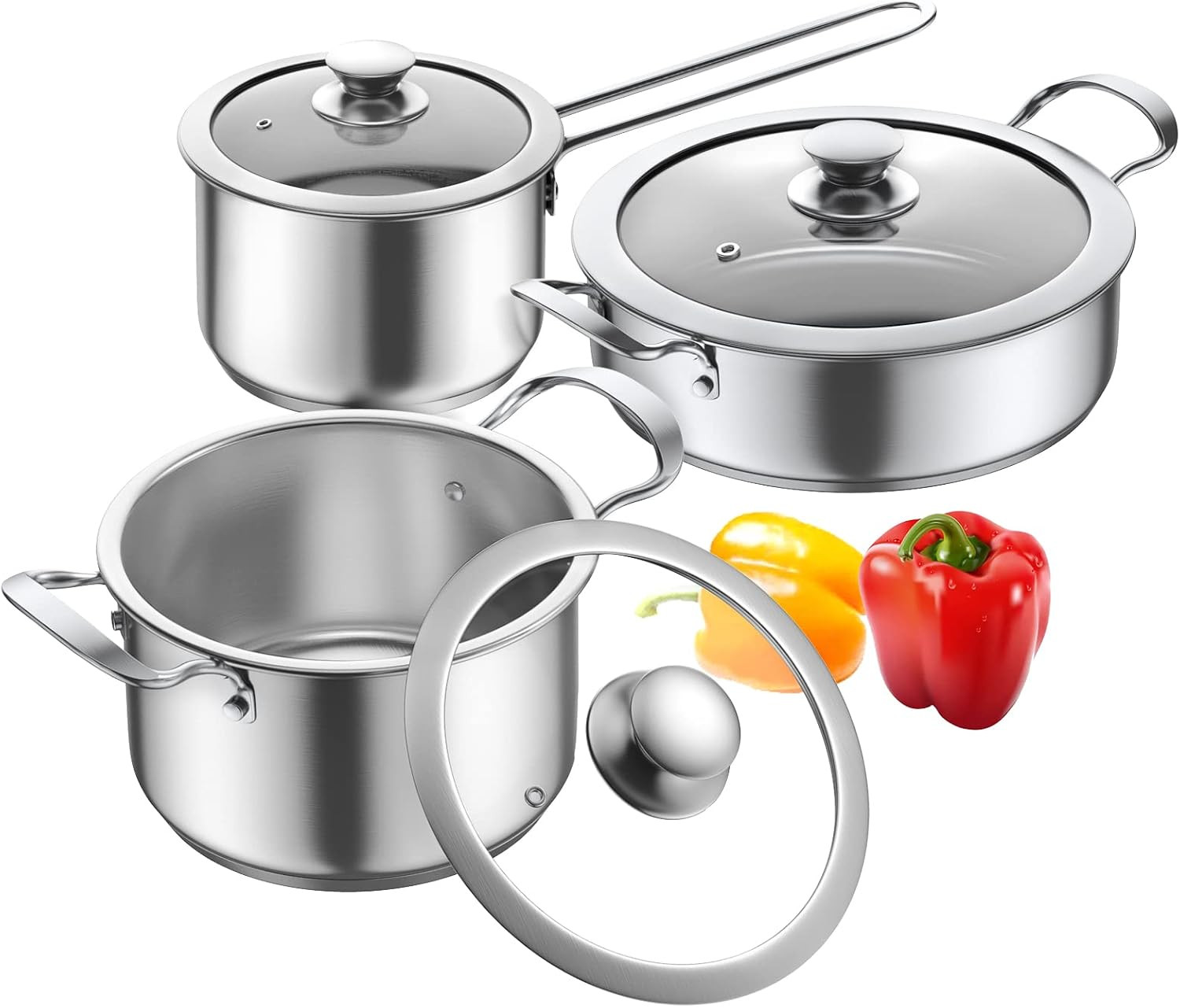 Stainless Steel pots and pans set, 6 PCS Nonstick Induction Cookware Set | Amazon (US)