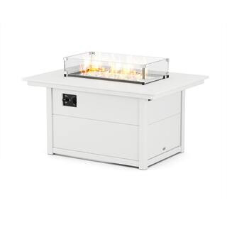 White Rectangle 34 in. x 46 in. HDPE Plastic Outdoor Fire Pit Table | The Home Depot