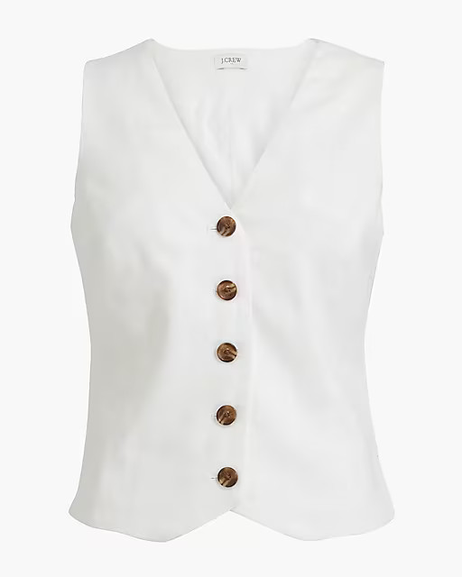 Linen-blend button-front vest | J.Crew Factory