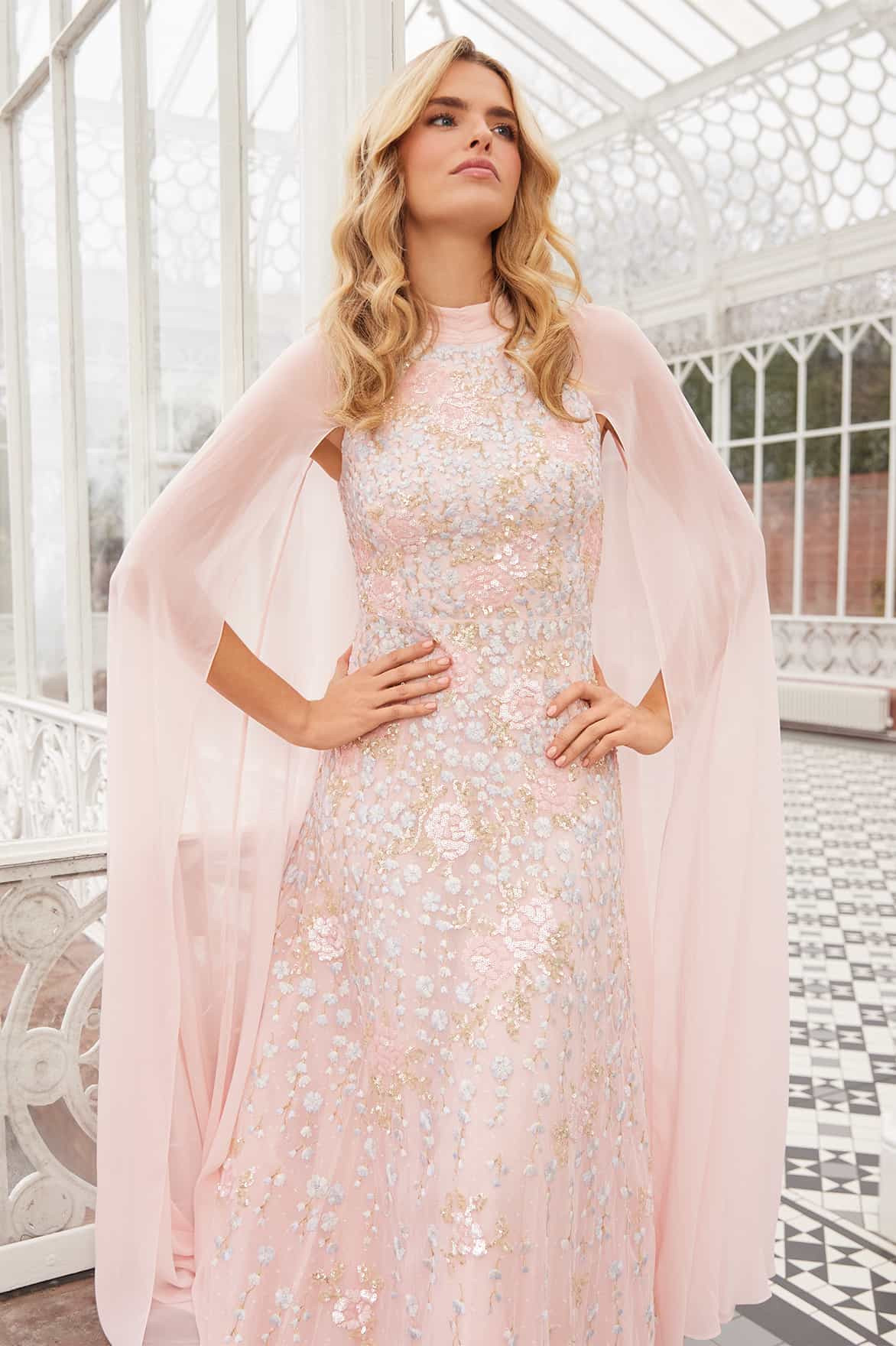 Cressida Floral Cape Ankle Gown | Needle & Thread