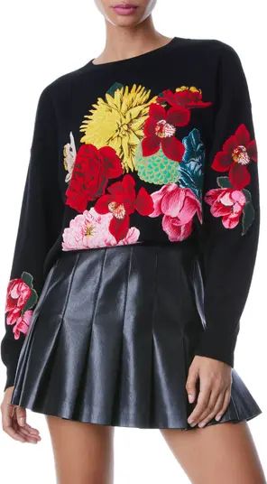 Belva Floral Jacquard Stretch Wool Crewneck Sweater | Nordstrom