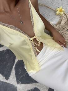 Chiquease Women's Solid Color Front Tie Camisole | SHEIN