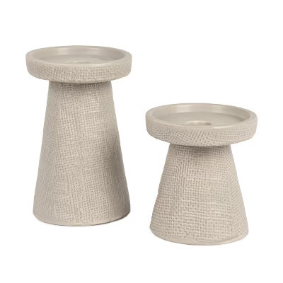 Storied Home Stoneware Pillar & Taper Candle Holders, Gray, Set of 2 | Target