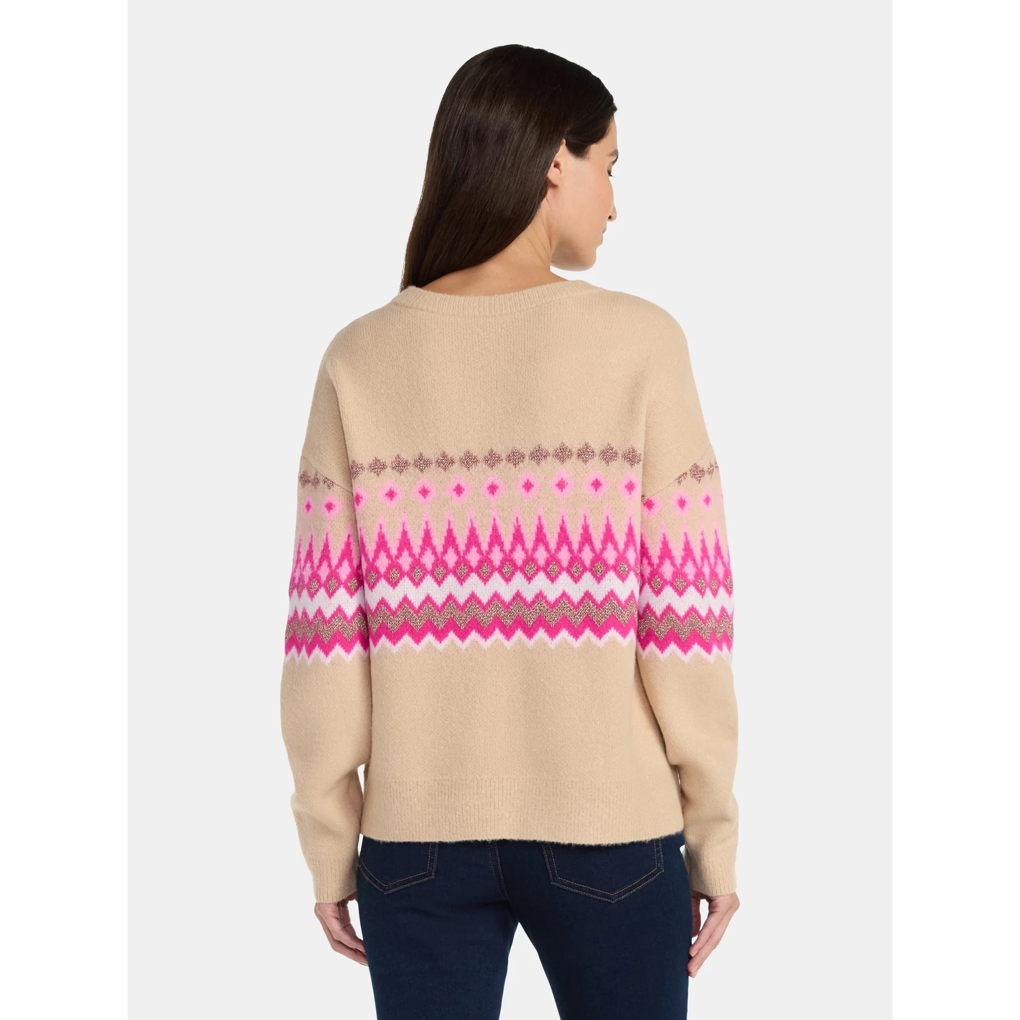 99 Jane Street Women's and Women's Plus Fair Isle Pullover Sweater, Midweight, Sizes XS-4X | Walmart (US)