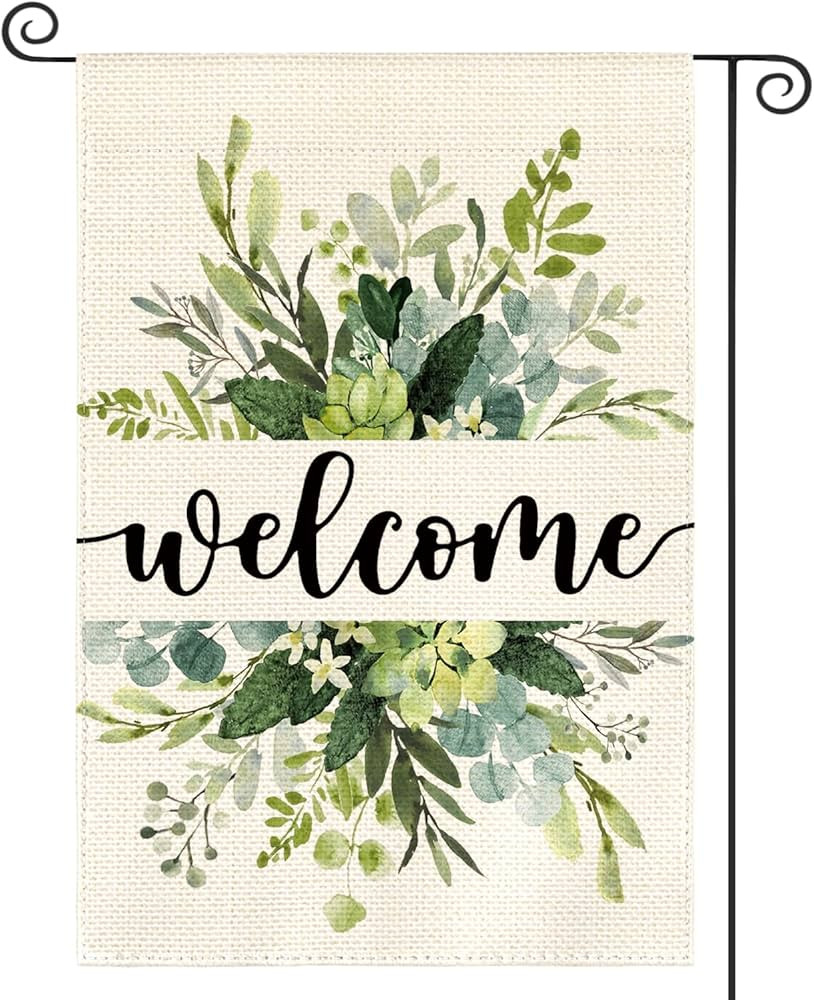 AVOIN colorlife Spring Summer Floral Welcome Garden Flag 12x18 Inch Double Sided Outside, Eucalyp... | Amazon (US)