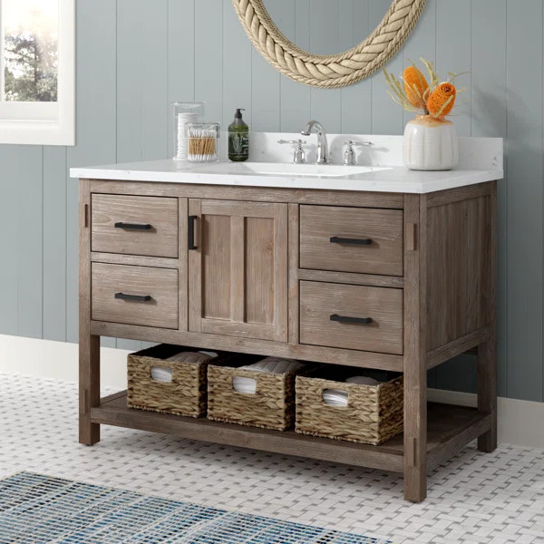 Marissa 42'' Single Bathroom Vanity with Engineered Stone Top | Wayfair North America