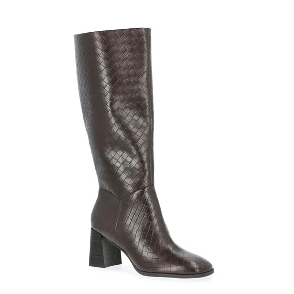 Free Assembly Women's Faux Leather Basketweave Texture Tall Boots, Sizes 6-11 | Walmart (US)