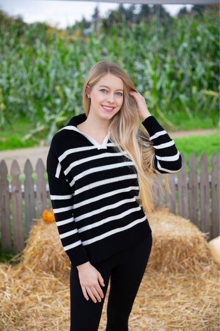 Black and white stripe 100% wool sweater 

#LTKSeasonal #LTKfindsunder100 #LTKHoliday