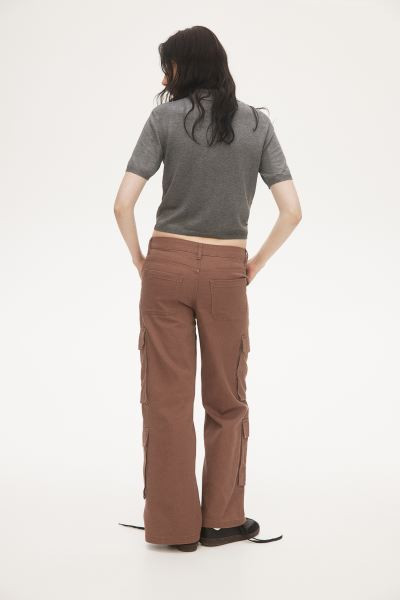 Wide-leg Cargo Pants - Regular waist - Long - Brown - Ladies | H&M US | H&M (US + CA)
