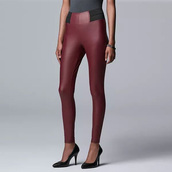 Plus Size Simply Vera Vera Wang High Rise Faux Leather Legging | Kohl's
