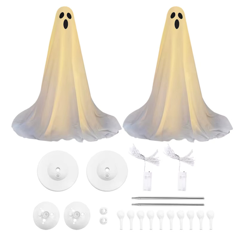 Halloween Decorations Outdoor -DIY 2PCS Large Lighted White Cloth Ghosts- Cute Ghosts With 20 LED... | AliExpress (US)