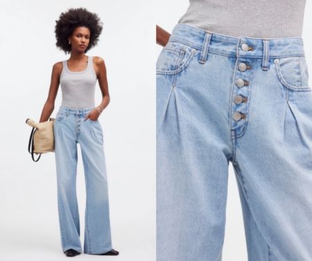 Madewell Superwide-Leg Jeans in Cather Wash: Button-Front Edition
