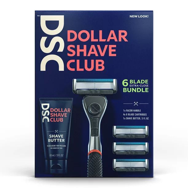Dollar Shave Club 6-Blade Razor Bundle (Grey) with Shave Butter, 1 Handle, 4 Cartridges, 3 oz | Walmart (US)