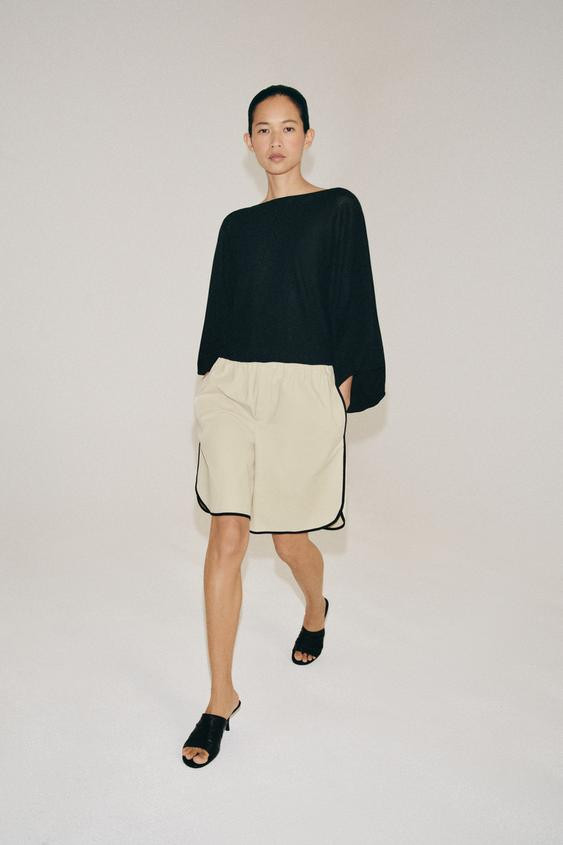 Zara - Knit Volume Sleeve Top - Mid-Ecru - S - Woman | Zara AU