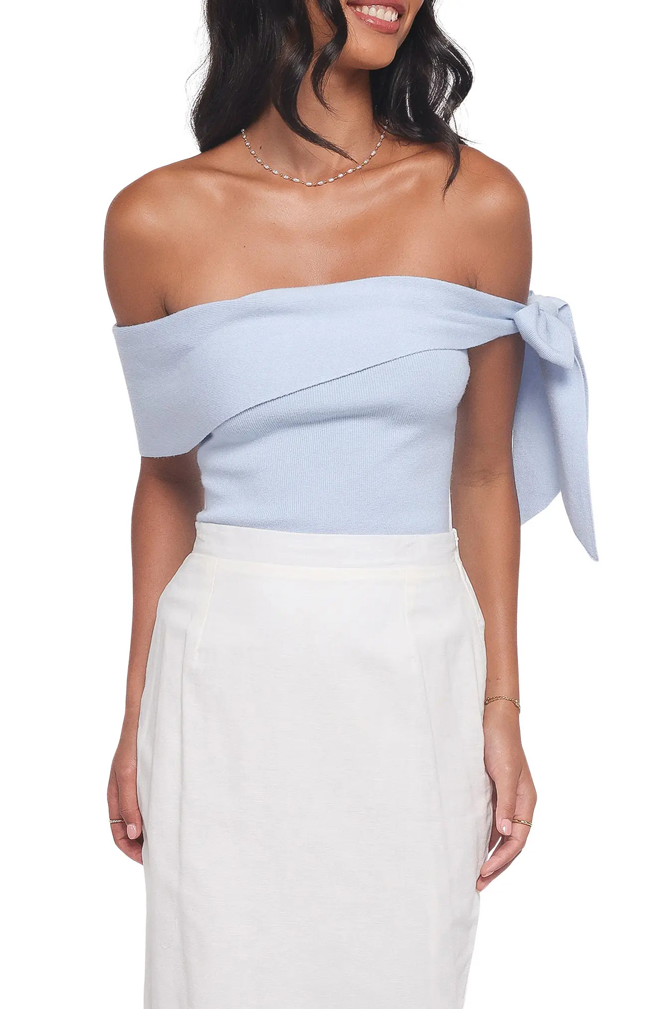Charama Bow Detail Off the Shoulder Knit Top (Women) | Nordstrom | Nordstrom