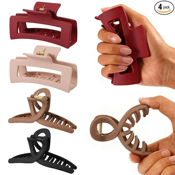 4 PCS Cloud Claw Clips for Women, Unsnappable Flexible Soft Clips, 4.2 Inch Strong Hold Hair Claw... | Amazon (US)