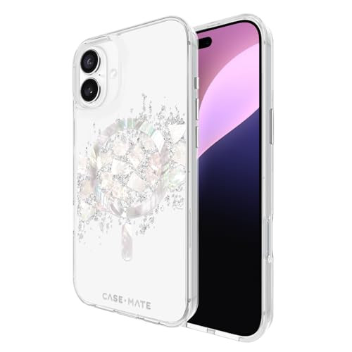 Case-Mate iPhone 16 Plus Case [Compatible with MagSafe] - Stylish Mother of Pearl Phone Case with 12ft Drop Protection - Premium Magnetic Cover for iPhone 16 Plus - Touch of Pearl | Amazon (US)