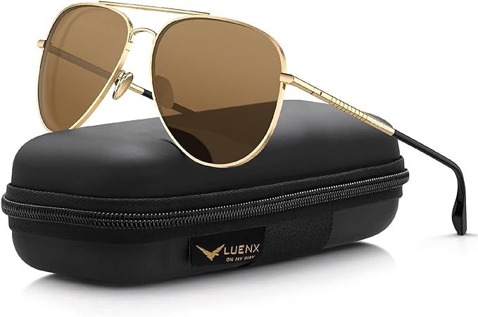LUENX Aviator Sunglasses for Men Women Polarized - UV 400 Protection with case 60MM | Amazon (US)