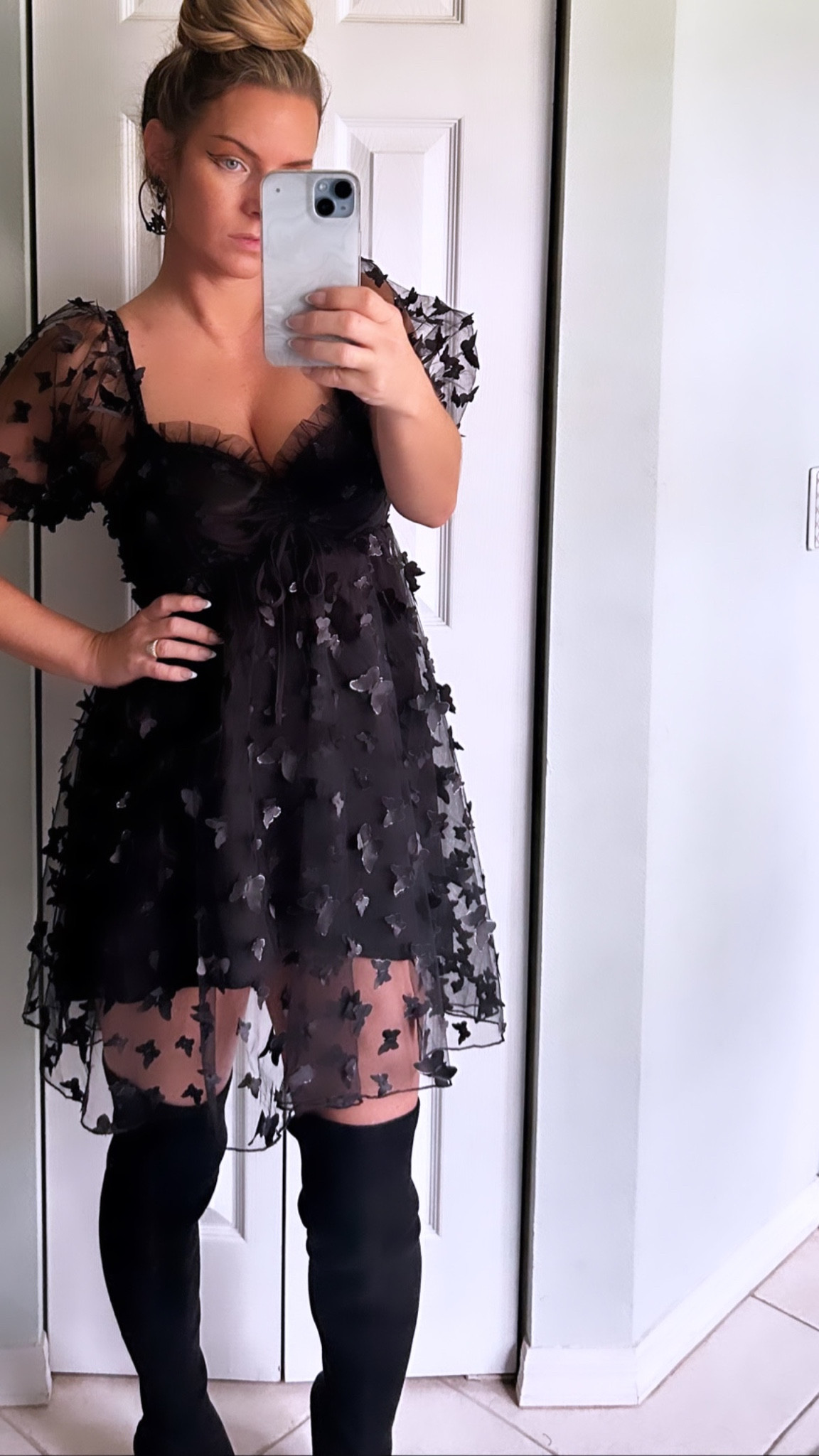 Obsessed with this dress! Fall style. Black dress. Butterfly dress. Halloween dress. Babydoll dress. Boots. 

#LTKGiftGuide #LTKHalloween #LTKHoliday